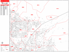 North Las Vegas Wall Map Zip Code Red Line Style 2024